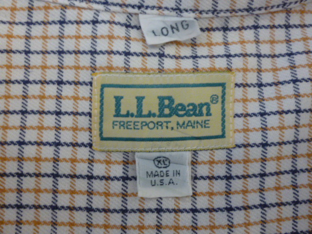 USA古着　90s L.L.Bean シャツ XL タッターソール チェック 白 黄 黒 長袖 エルエルビーン アメリカ製_画像3