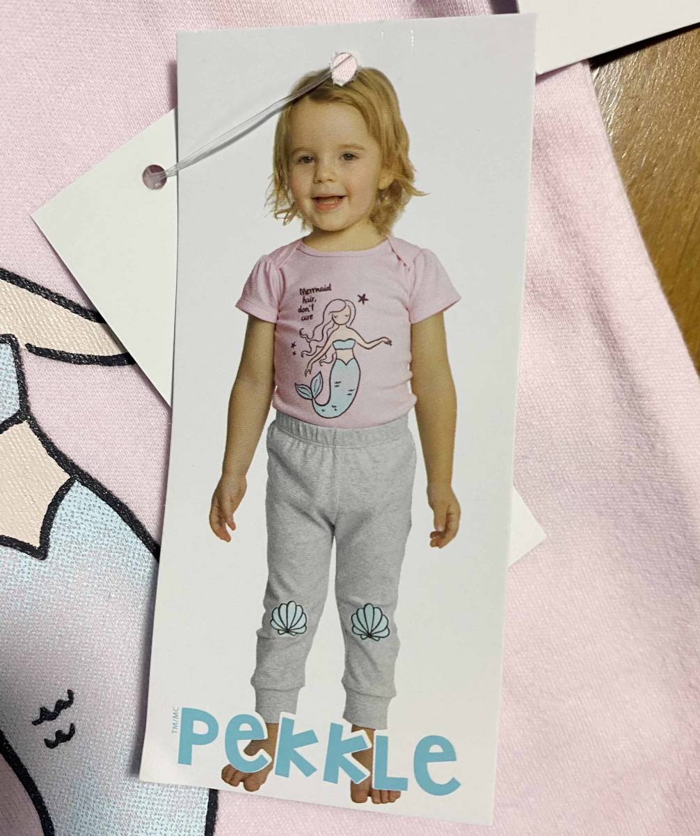  новый товар 4 шт. комплект 90 * затраты koPEKKLE детский комбинезон + длинные брюки 18M девушки baby младенец короткий рукав розовый русалка пижама 