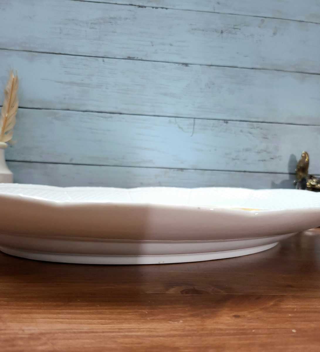 美品☆Meissen マイセン アンティーク 大皿 45cm オーバルプレート 花 金彩 エンボスデザイン 一級品 オールド AB6 6