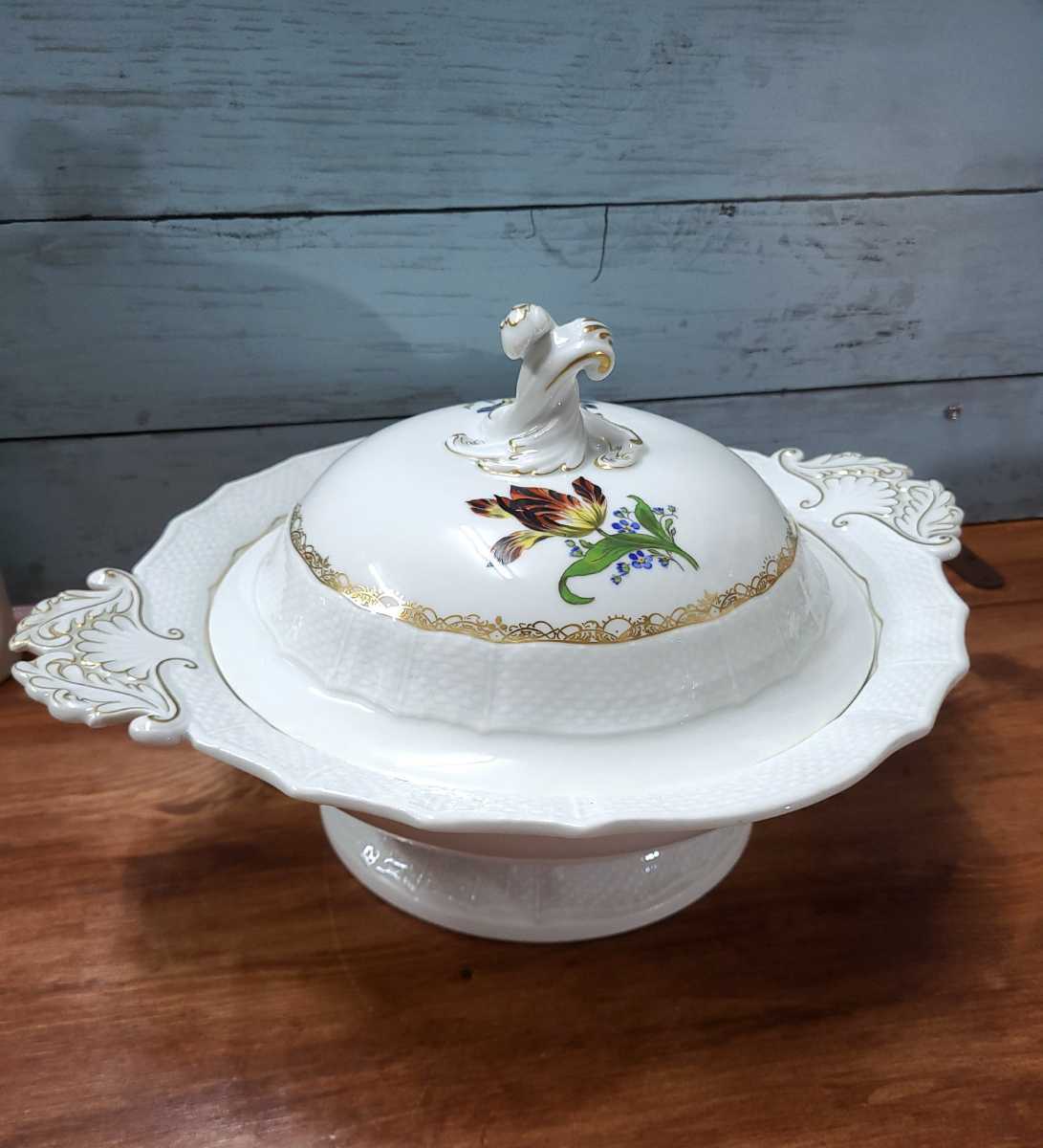 美品☆Meissen マイセン アンティーク チューリン ポット スーピエール