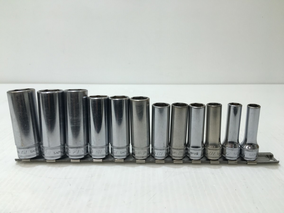 【中古品】Snap-on 3/8ディープソケットセット　12個セット　SFSM19～SFSM8　19mm-8mm　ロングソケット ＃2403　IT6AML3EYJIY　_画像1