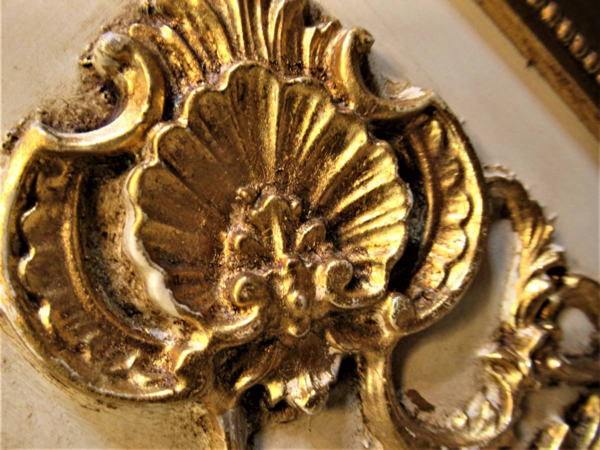 [ Aichi store ]# Italy made # wall mirror approximately 80×100. Gold × white ornament mirror * taking over welcome *