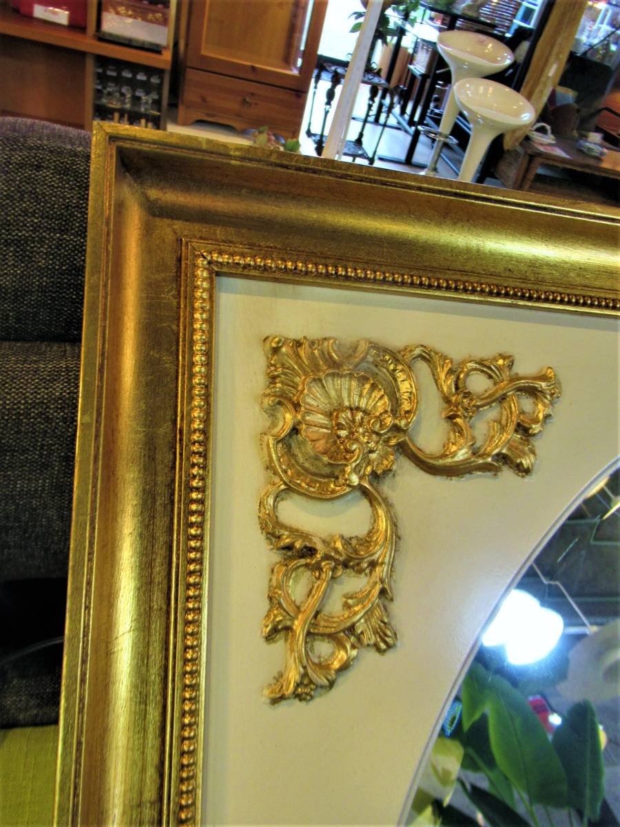 [ Aichi store ]# Italy made # wall mirror approximately 80×100. Gold × white ornament mirror * taking over welcome *