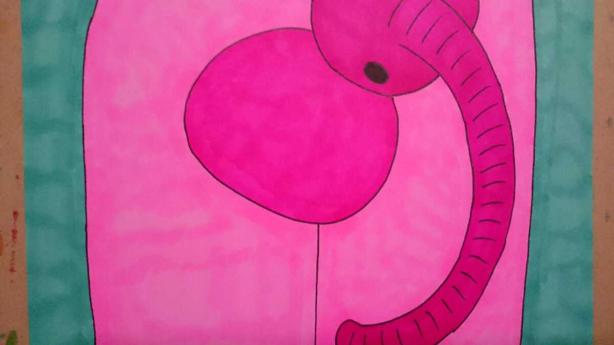 B5 size original hand-drawn illustrations pink. elephant san 