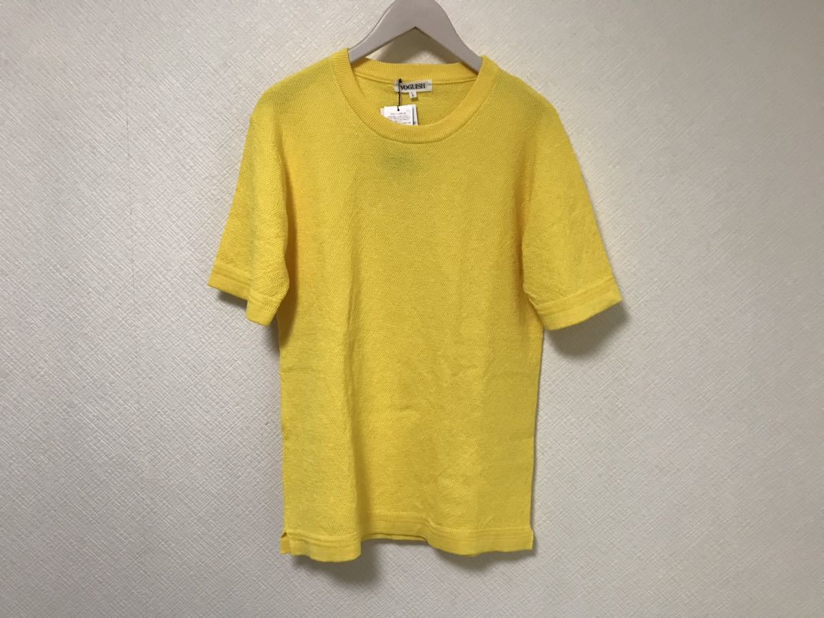  new goods unused genuine article vo-gishuVOGUISH short sleeves knitted sweater business suit men's L yellow yellow color 
