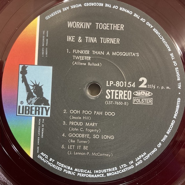 ★230604即決 IKE & TINA TURNER workin' together LP80154 帯付き 完品 アイクとティナ・ターナー _画像5