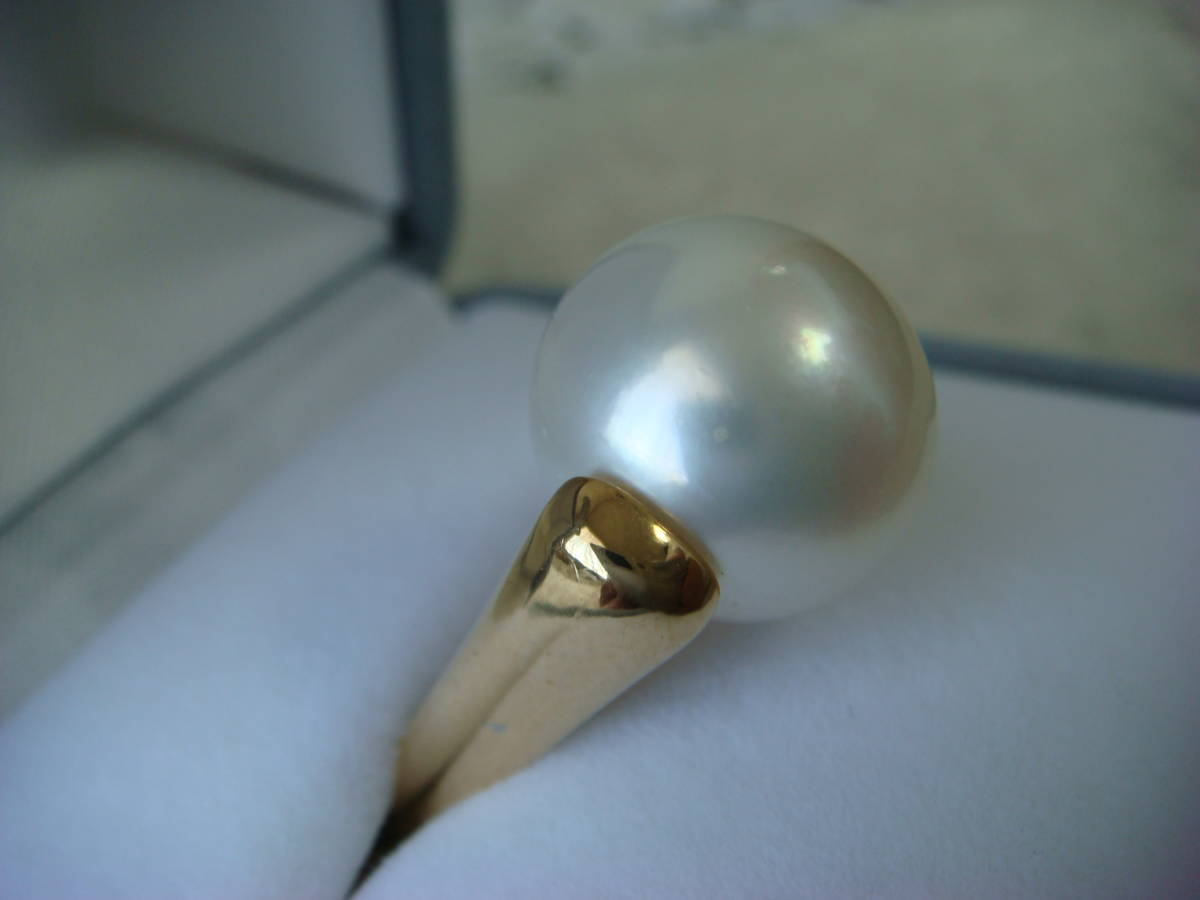 * gorgeous! large White Butterfly pearl 14,8mm k18 judgement document attaching *