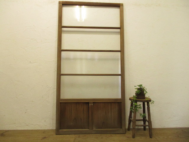 taA066*(1)[H175cm×W89cm]* molding glass. retro old tree frame sliding door * fittings old Japanese-style house block shop old furniture store furniture L under 