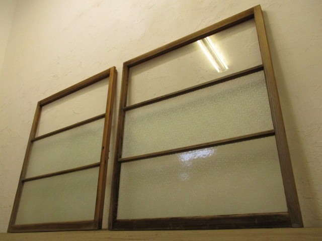 taX901*[H103cm×W88cm]×2 sheets * retro old wooden glass door * old furniture fittings sliding door garage antique Cafe L.1