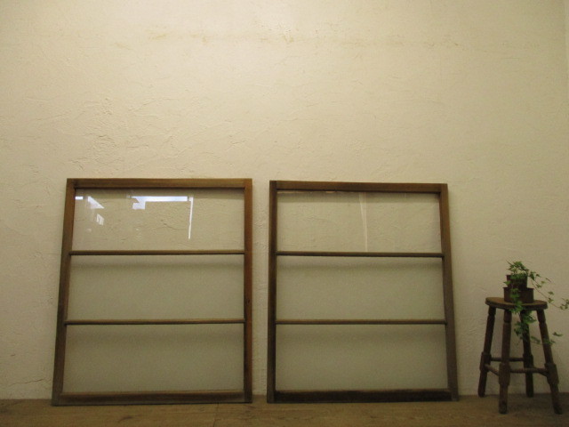 taX901*[H103cm×W88cm]×2 sheets * retro old wooden glass door * old furniture fittings sliding door garage antique Cafe L.1