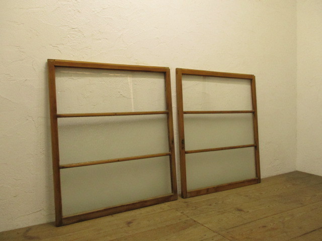 taX901*[H103cm×W88cm]×2 sheets * retro old wooden glass door * old furniture fittings sliding door garage antique Cafe L.1