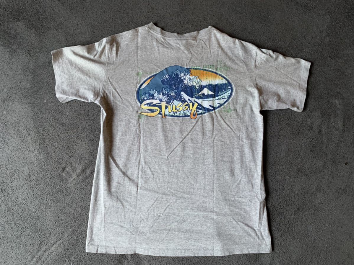 90s L old stussy ビンテージ tシャツ vintage old skate surf オールド ステューシー 葛飾北斎_画像1