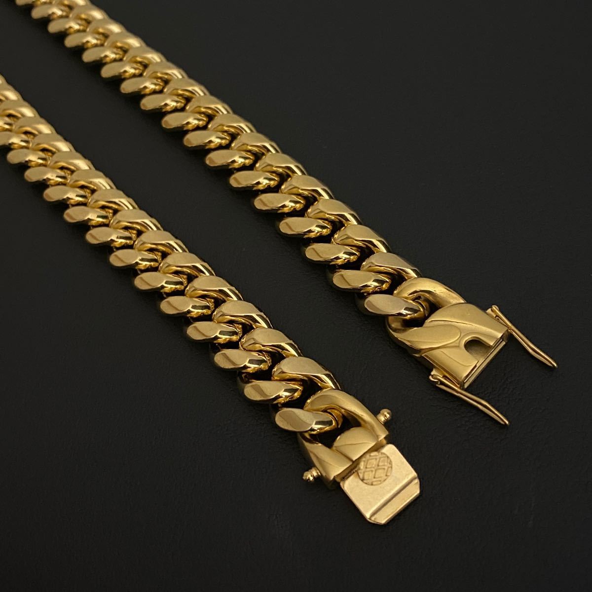 喜平ネックレス 18k 金ネックレス 二面 ダブルセーフティーロック ゴールドチェーン 14mm 45cm 190g ゴールド