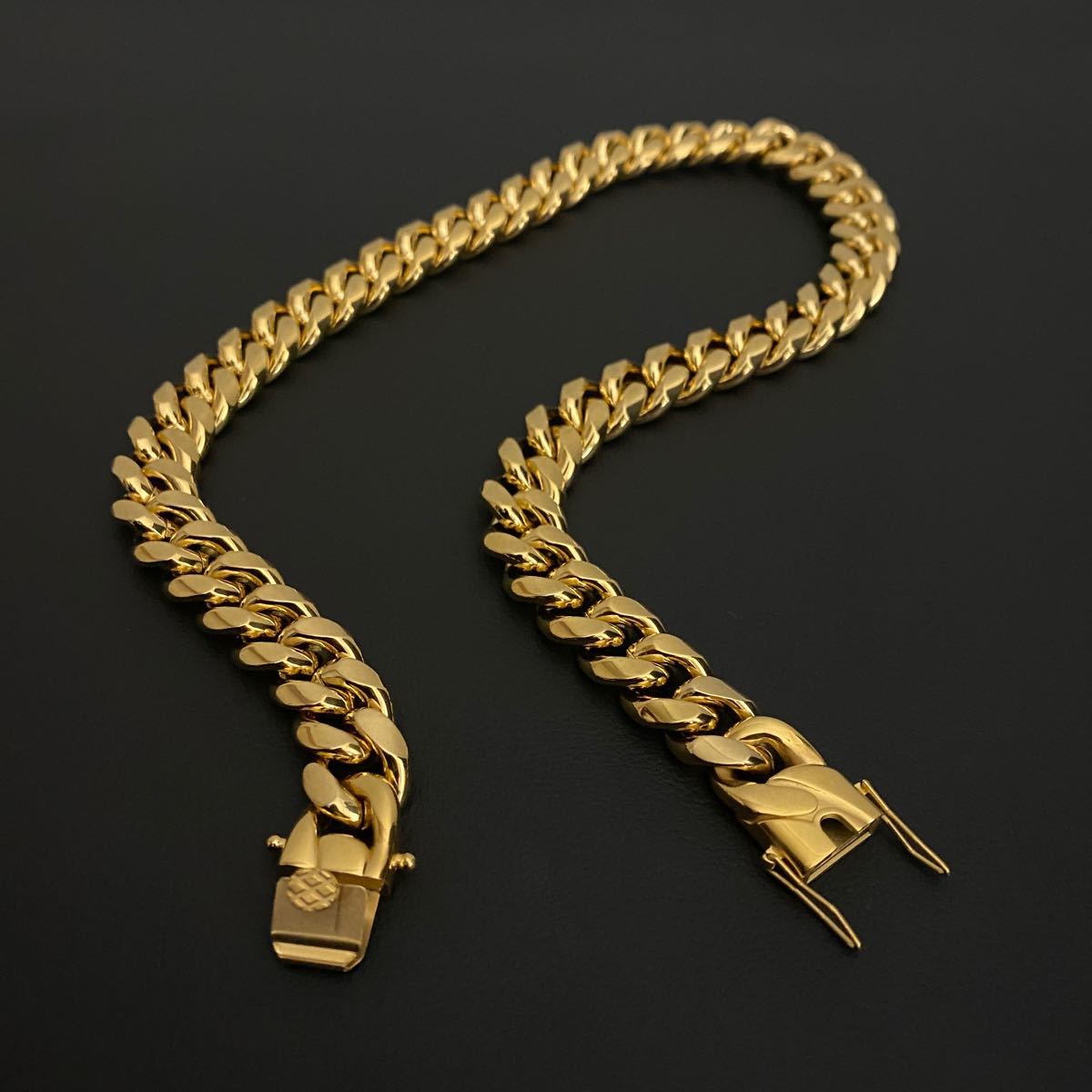 喜平ネックレス 18k 金ネックレス 二面 ダブルセーフティーロック ゴールドチェーン 14mm 45cm 190g ゴールド