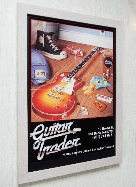 ギタートレーダー/USギターショップ・ポスター/1980s/ロック/レスポール/Les Paul/額装/Guitar Trader/ビンテージ・ギター