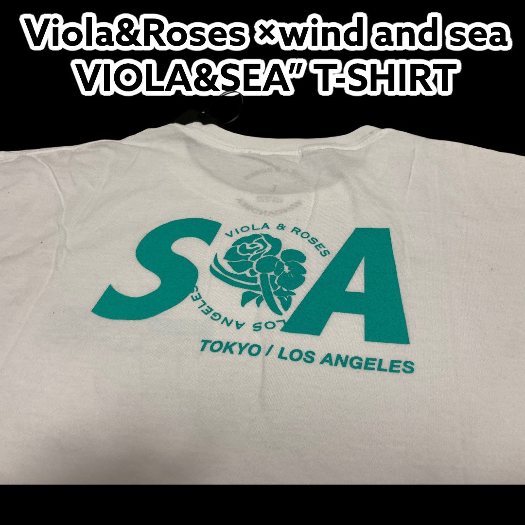 無料発送 white T-SHIRT flower SEA AND WIND × ROSES & 送料210円