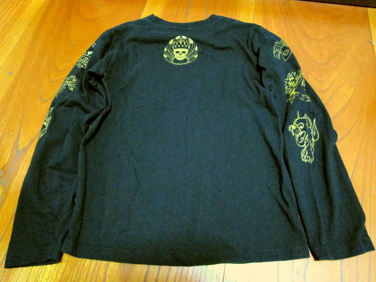 即決！細目で小柄な方に！CHIGIRI ちぎり ロゴ刺繍柄 プリント柄 ロングTシャツ Msize表記 実寸Ssize相当_画像1