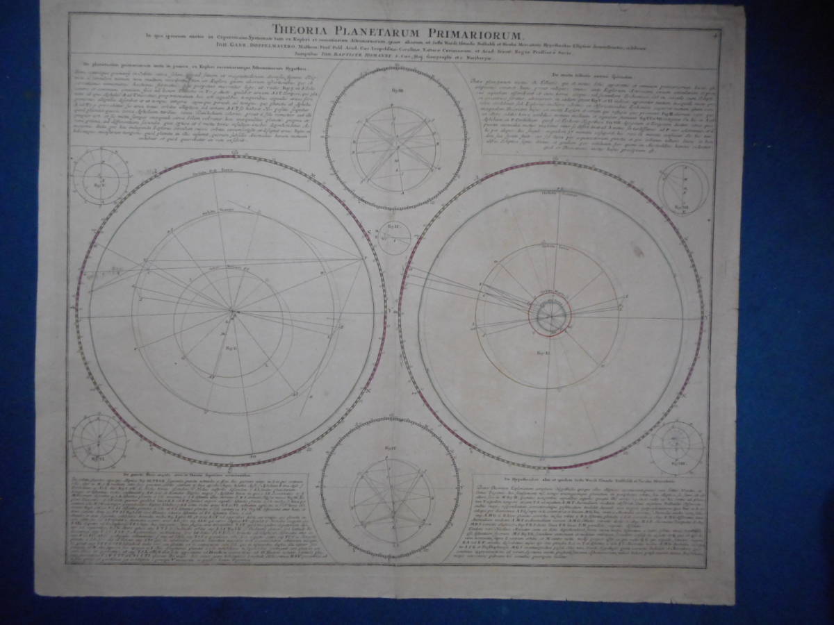 アンティーク 天文 天体 星座早見盤 手彩色銅版画 星図 1742年『ドッペルマイヤー星図　4』Star map Planisphere Celestial atlas Yahoo!フリマ（旧）