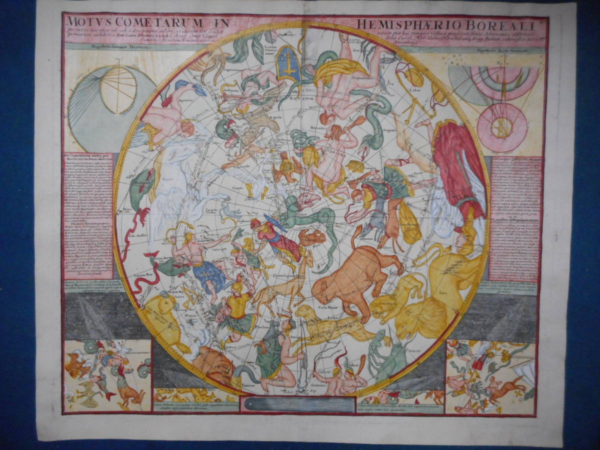 アンティーク、天文、天体、星座早見盤、手彩色銅版画、星図、1742年『ドッペルマイヤー星図　28』Star map, Planisphere,  Celestial atlas