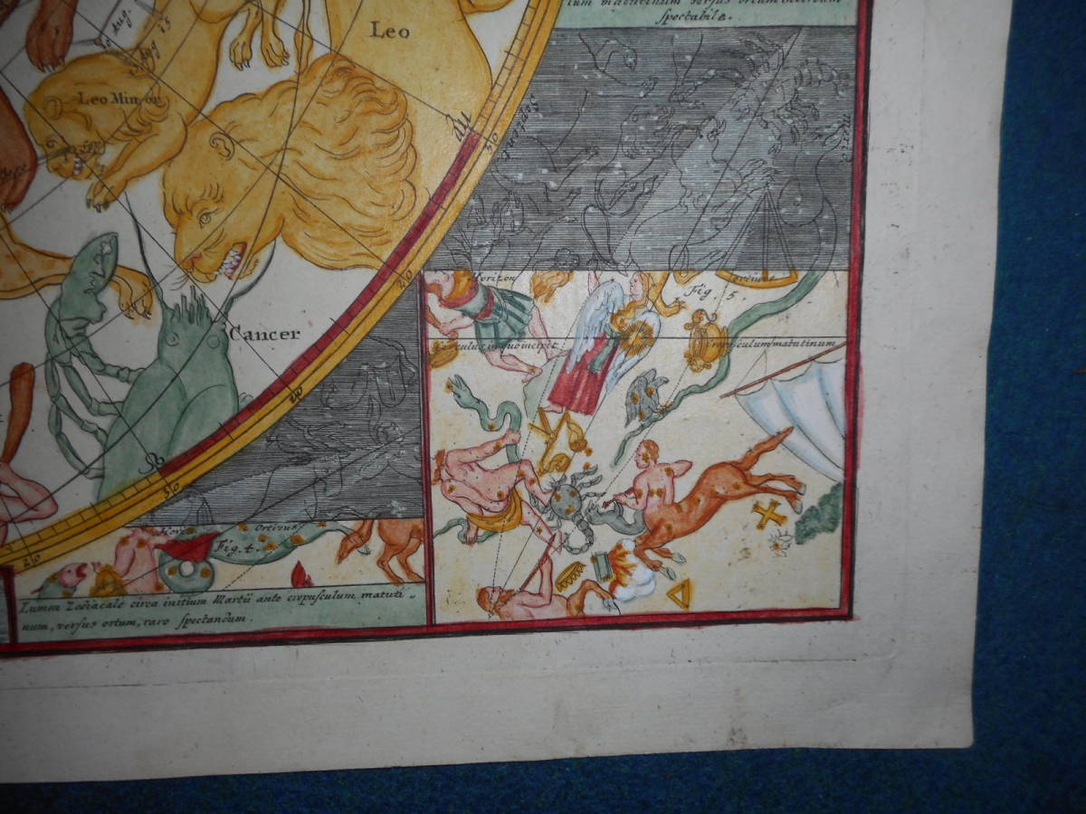 アンティーク 天文 天体 星座早見盤 手彩色銅版画 星図 1742年 アンティーク 天文 天体 星座早見盤 手彩色銅版画 星図 1742年