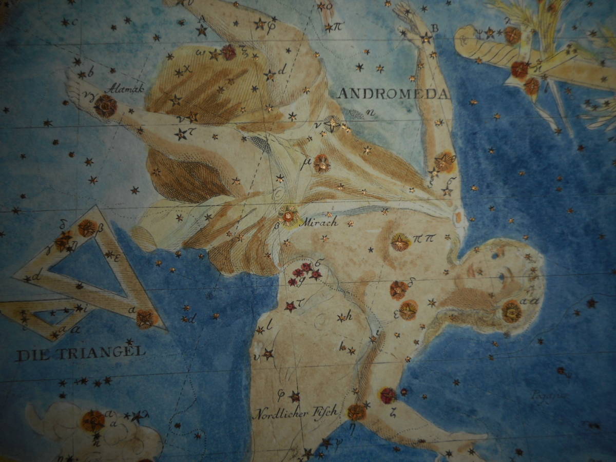 アンティーク、天文、天体、星座早見盤、手彩色銅版画、星図1805年『ボーデの星図アンドロメダ座』Star map, Planisphere, Celestial atlas - 天文、宇宙 アンティーク、天文、天体、星座早見盤、手彩色銅版画、星図1805年『ボーデの星図アンドロメダ座』Star map, Planisphere, Celestial atlas - 天文、宇宙