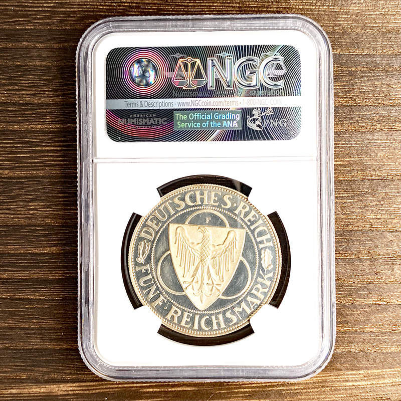 希少 1930 ドイツ ワイマール共和国 ラインラント解放記念 銀貨 5マルク NGC PF61 UC アンティーク コイン ウルトラカメオ