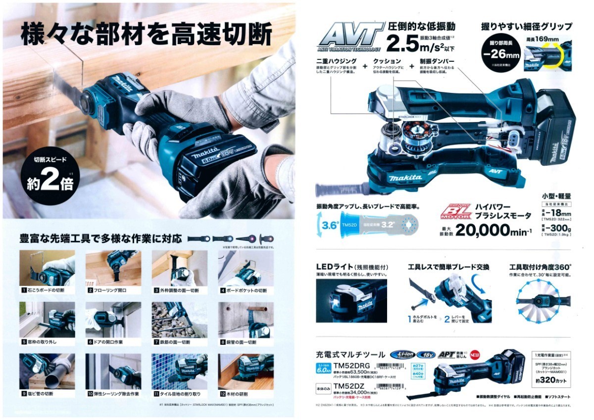 マキタ 18V 新型 充電式マルチツール TM52DZ(本体のみ マキタ 18V 新型 充電式マルチツール TM52DZ(本体のみ