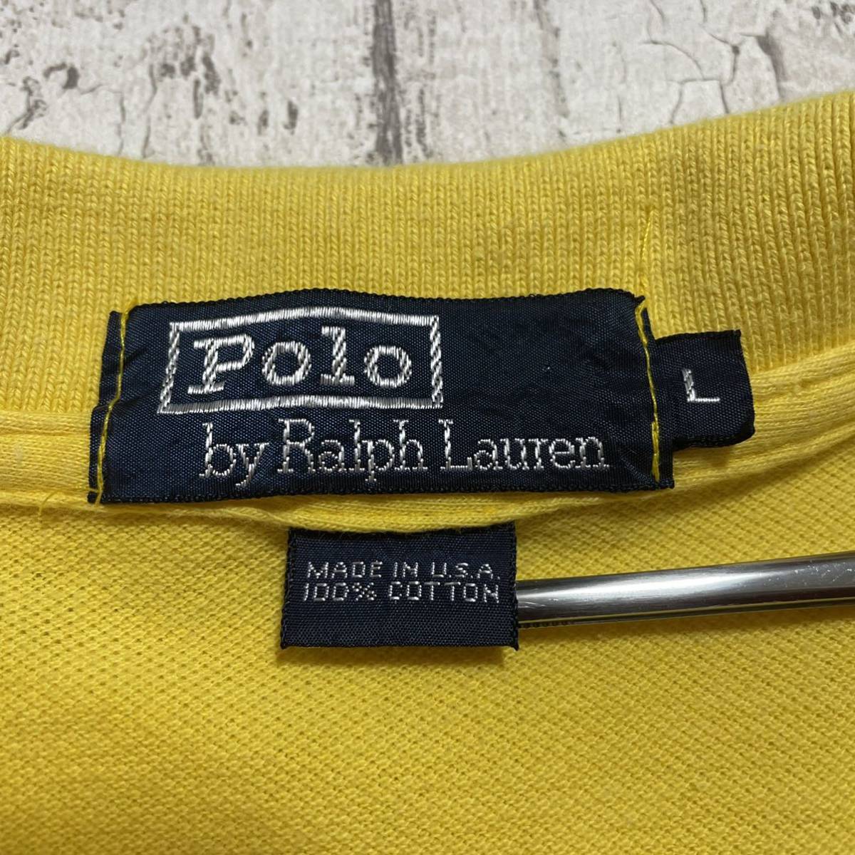 【人気カラー】ポロバイラルフローレン Polo by Ralph Lauren 半袖 ポロシャツ Lサイズ イエロー 刺繍ポニー