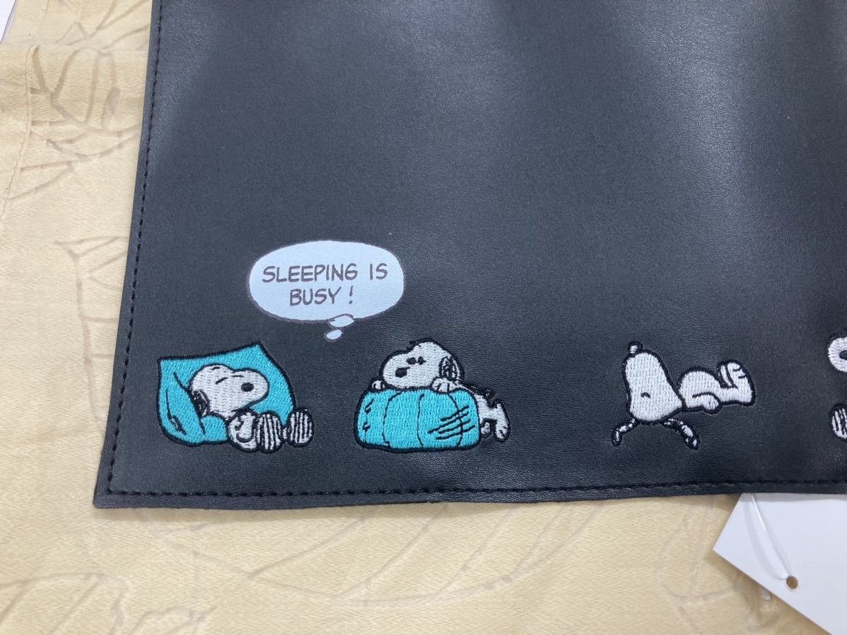  новый товар не использовался * Snoopy SNOOPY обложка для книги черный чёрный кожзаменитель материалы книга@ покрытие книжка вышивка Peanuts библиотека книга@ размер 