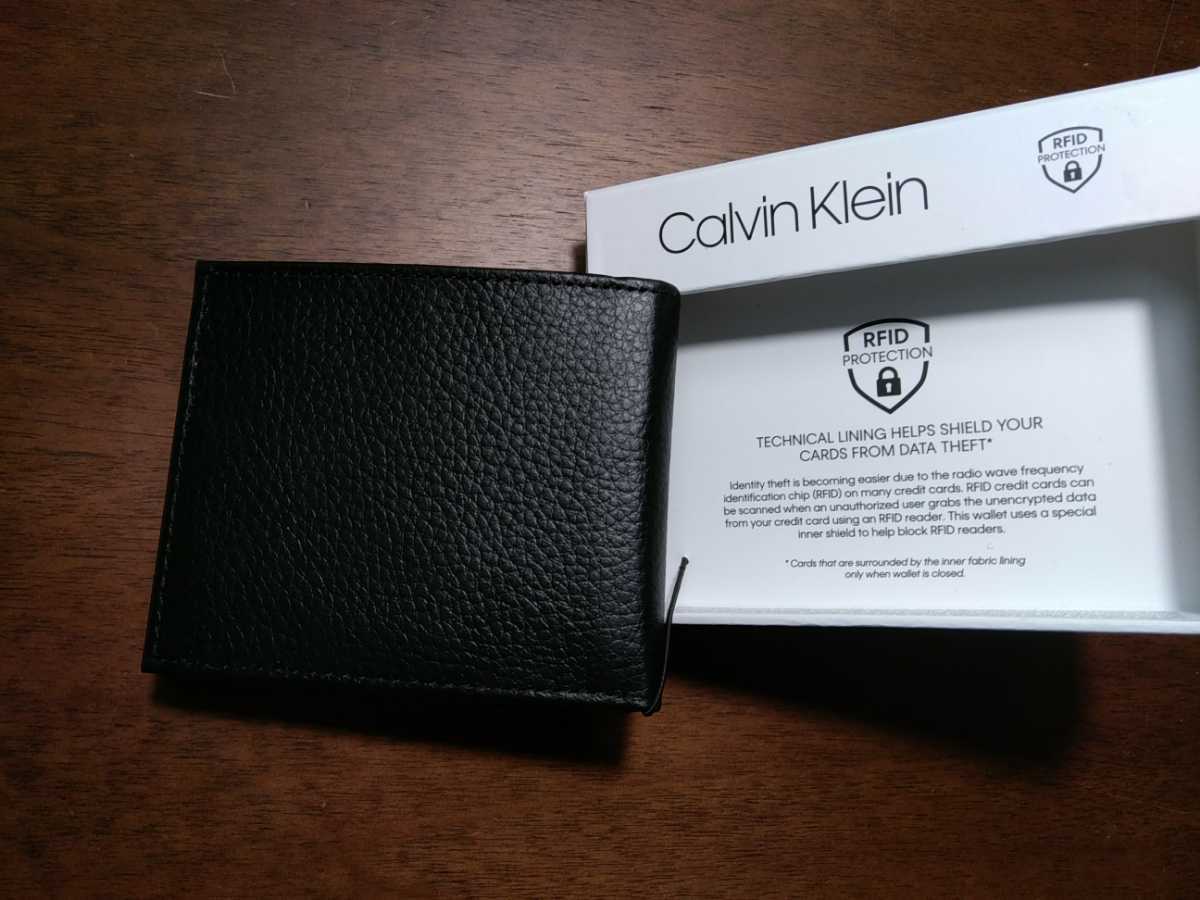 USA buy CALVIN KLEIN Calvin Klein folding twice purse card-case black new goods unused 