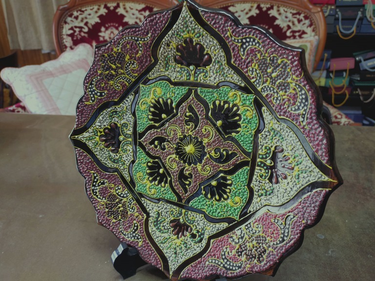 最終値下げ リシタン陶器　絵皿　ウズベキスタン伝統工芸　ハンドメイド　送料無料_画像6
