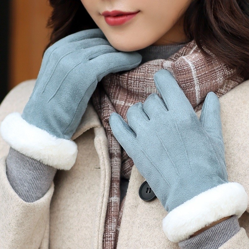 Y1107：女性 冬 手袋 秋 ベルベット 手袋 厚い スエード 女性 手袋 屋外 運転 乗馬 タッチスクリーン 暖かい手袋_画像1