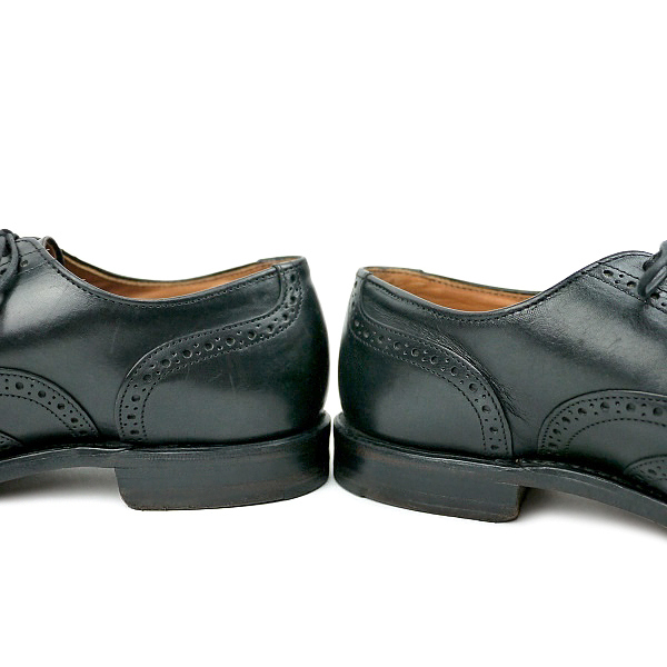 送料無料 USA製 80s ビンテージ ウォークオーバー カーフ レザー ウィングチップ シューズ ブラック 黒 革靴　WALKOVER CALF  SKIN　8 26cm