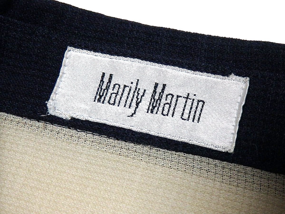 【Marily Martin】ベージュにネイビー&モカ系・ストーン&ステッチ・半袖・肩パット付・オープンブラウス・9ARサイズ！ _画像6