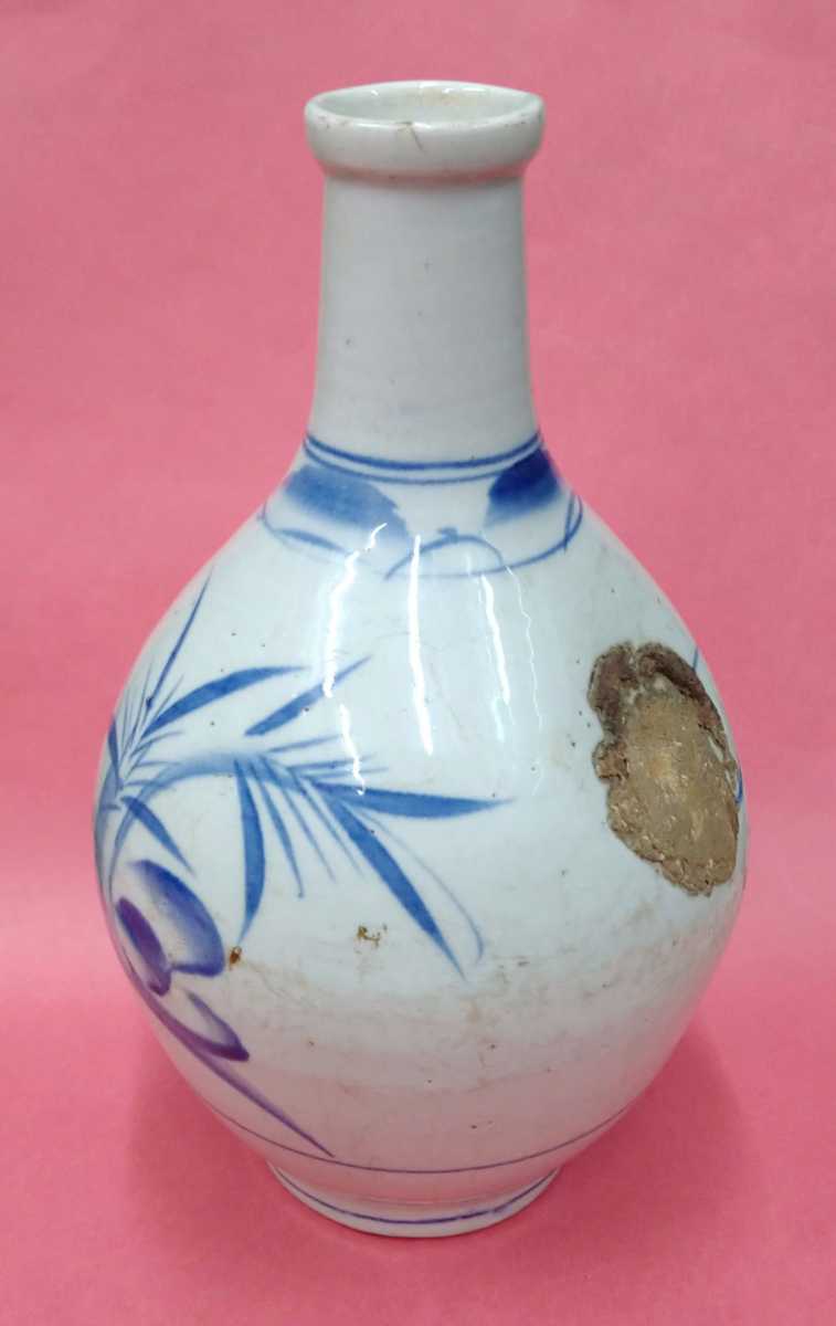 ★値下げ★　染付笹徳利　酒器　発掘品　珍しい品