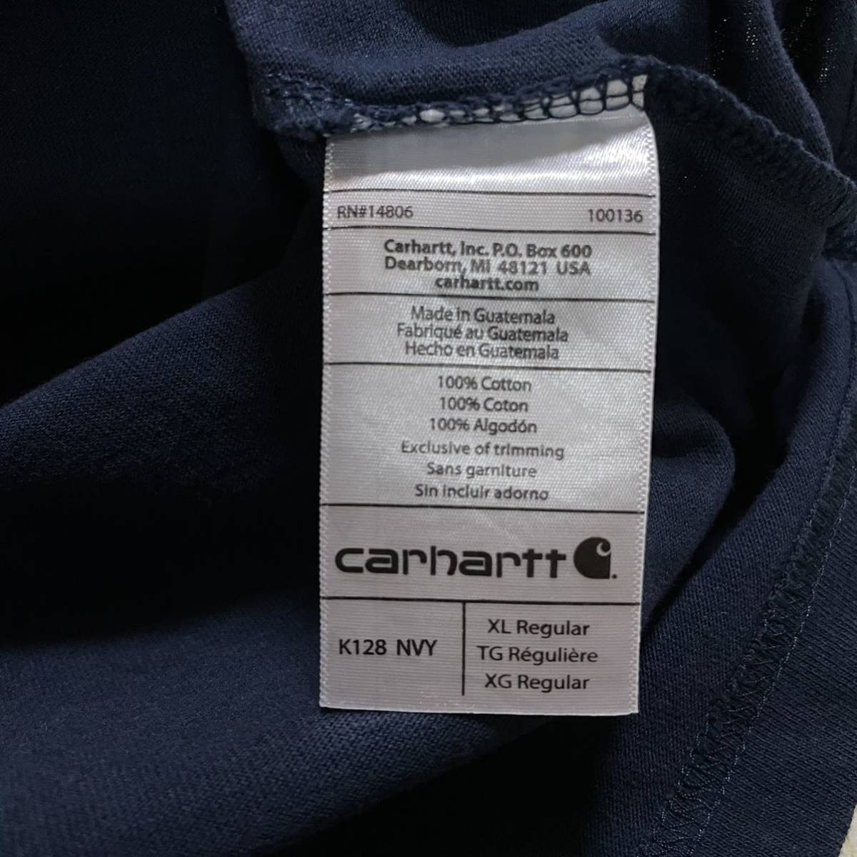 【大人気】Carhartt カーハート 刺繍 企業ロゴ 胸ポケット ヘンリーネック ビッグサイズ ロングスリーブ 長袖Tシャツ ロンT 2XL相当 古着