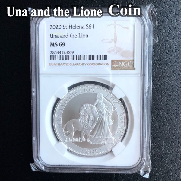 ◇ウナとライオン◇準最高鑑定◇2020年 セントヘレナ 1ポンド 銀貨 NGC