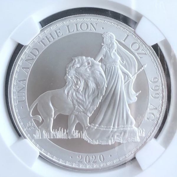 ◇ウナとライオン◇準最高鑑定◇2020年 セントヘレナ 1ポンド 銀貨 NGC