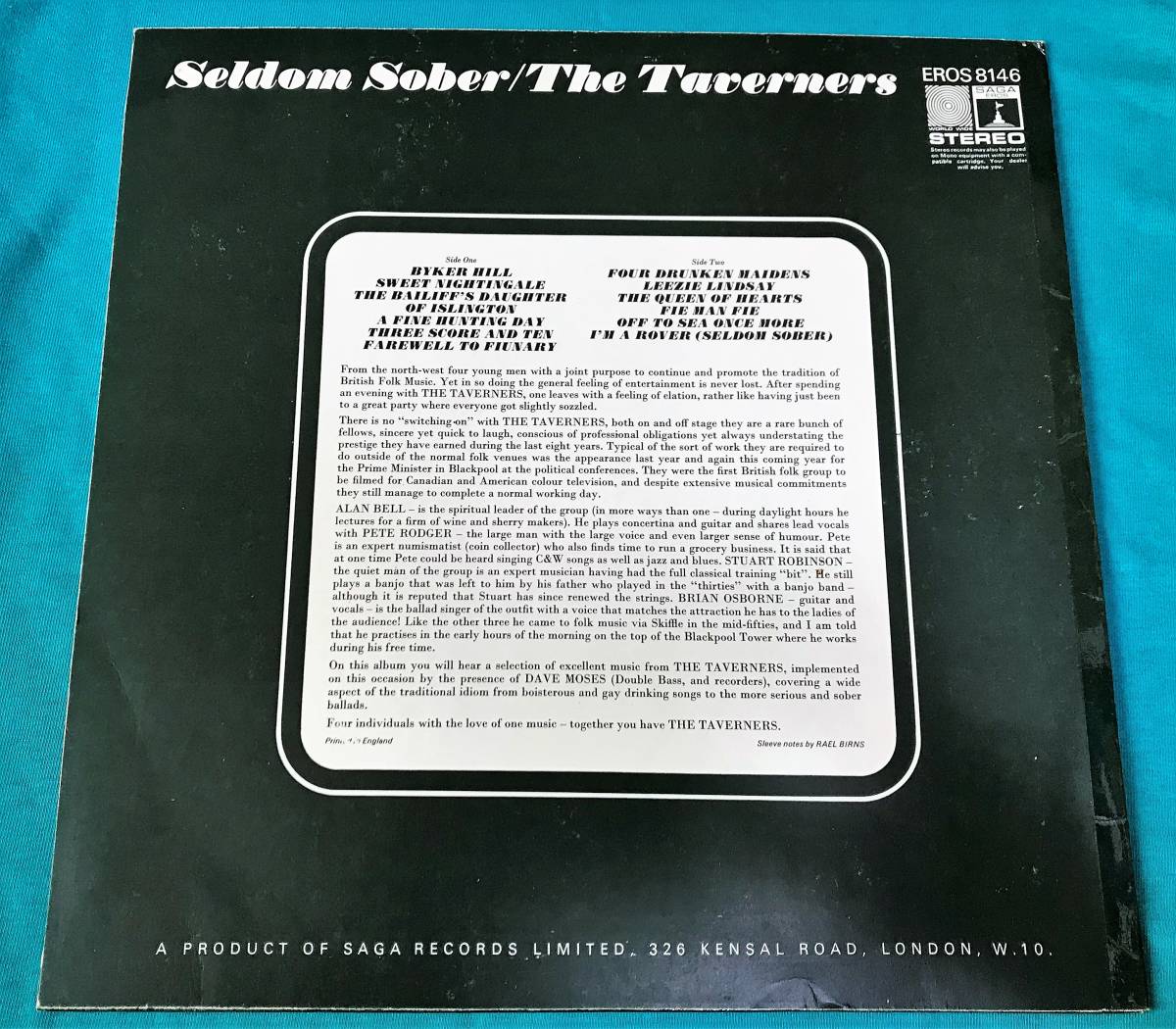 LP*The Taverners / Seldom Sober UK оригинал запись EROS8146