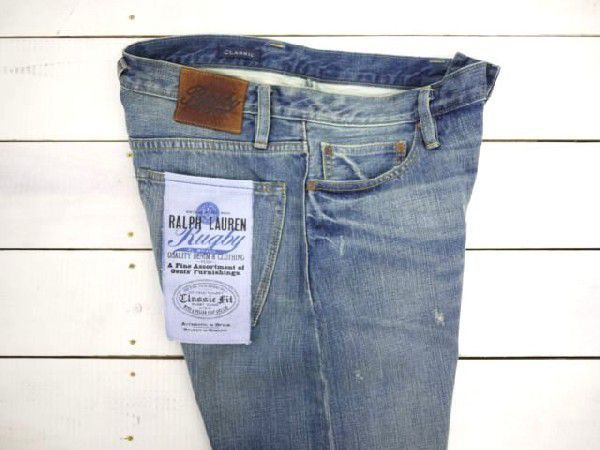  не использовался RALPH LAUREN RUGBY винтажная обработка джинсы (W31 L32) Ralph Lauren регби Denim брюки American Casual 