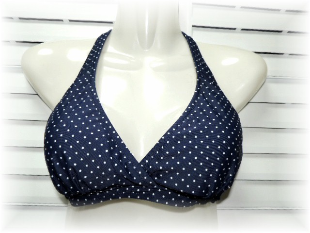  Kaiser separate swimsuit bikini 9 number /M navy × white polka dot 