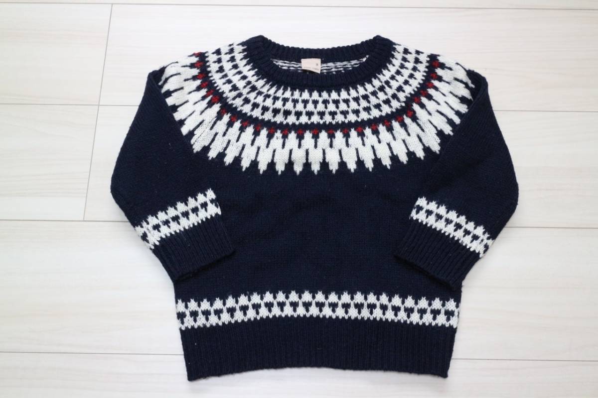 * superior article * petit mainptima inner rumiya knitted sweater navy nordic pattern M size!!