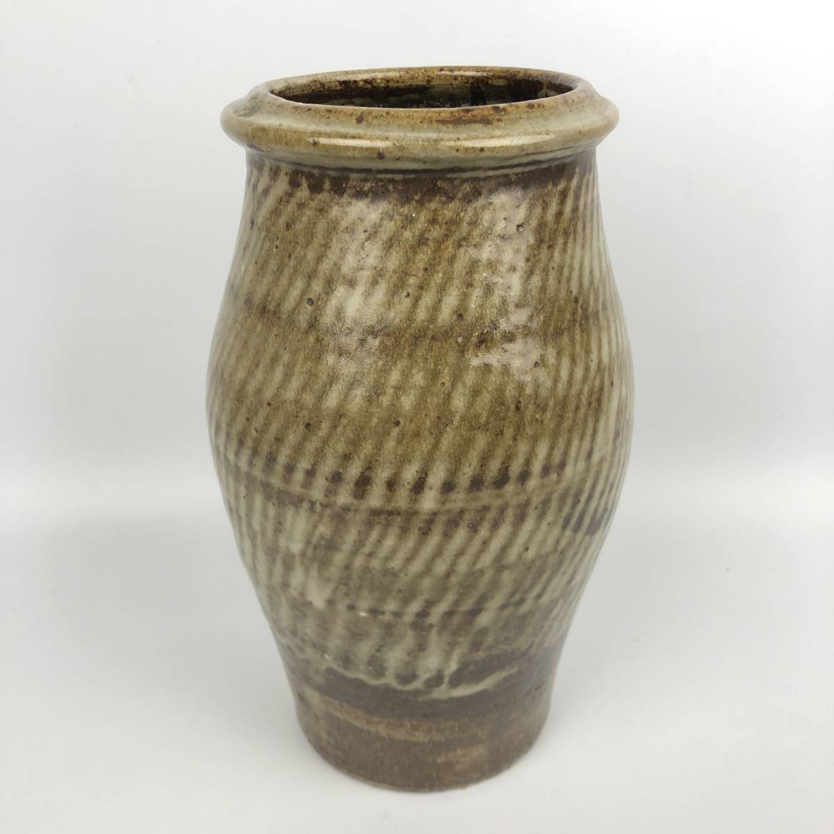 人間国宝 島岡達三 益子焼 鉄釉花入 花瓶 共箱 m4-44 www.gastech.com.tr