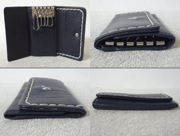  Kitamura Kitamura leather navy navy blue 5 ream key case 