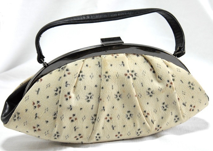 [ Showa Retro ] текстильный ручная сумочка, ручное зеркало имеется (m-45)[ новый товар не использовался ]