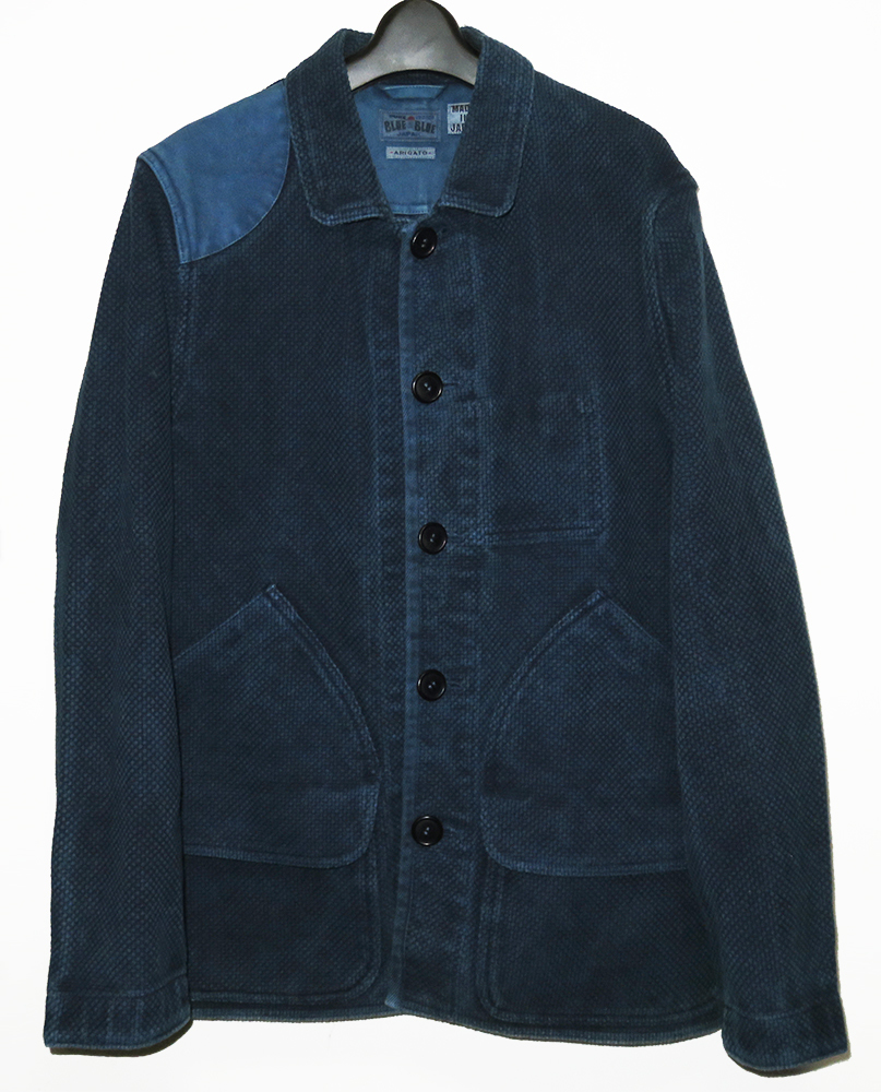 BLUE BLUE 16AW インディゴ手染め大粒刺し子ハンティングジャケット 3 L 着用感 裏地汚れ ブルーブルー ハリウッドランチマーケット_画像1