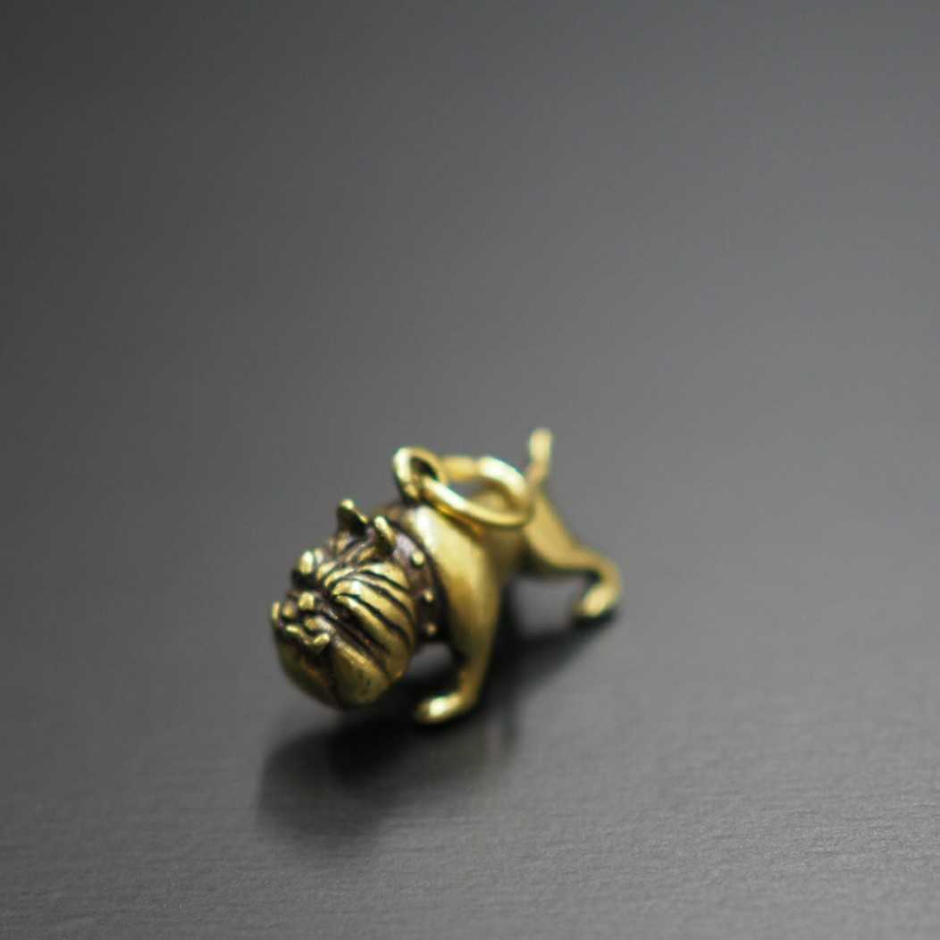 真鍮　ブラス　ブルドッグ　パグ　犬　鼻ペチャ　brass 置物　アクセサリー　ペンダントトップ　キーホルダー　ネックレス　小物