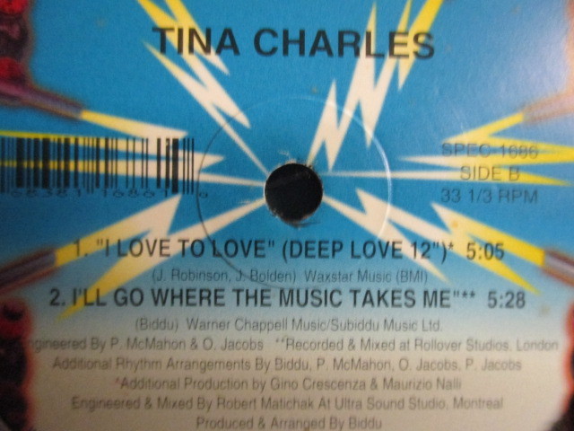 Tina Charles ： I Love To Love Love In London Mix 12'' c/w I'll Go Where The Music Takes Me // 落札5点で送料無料_画像3