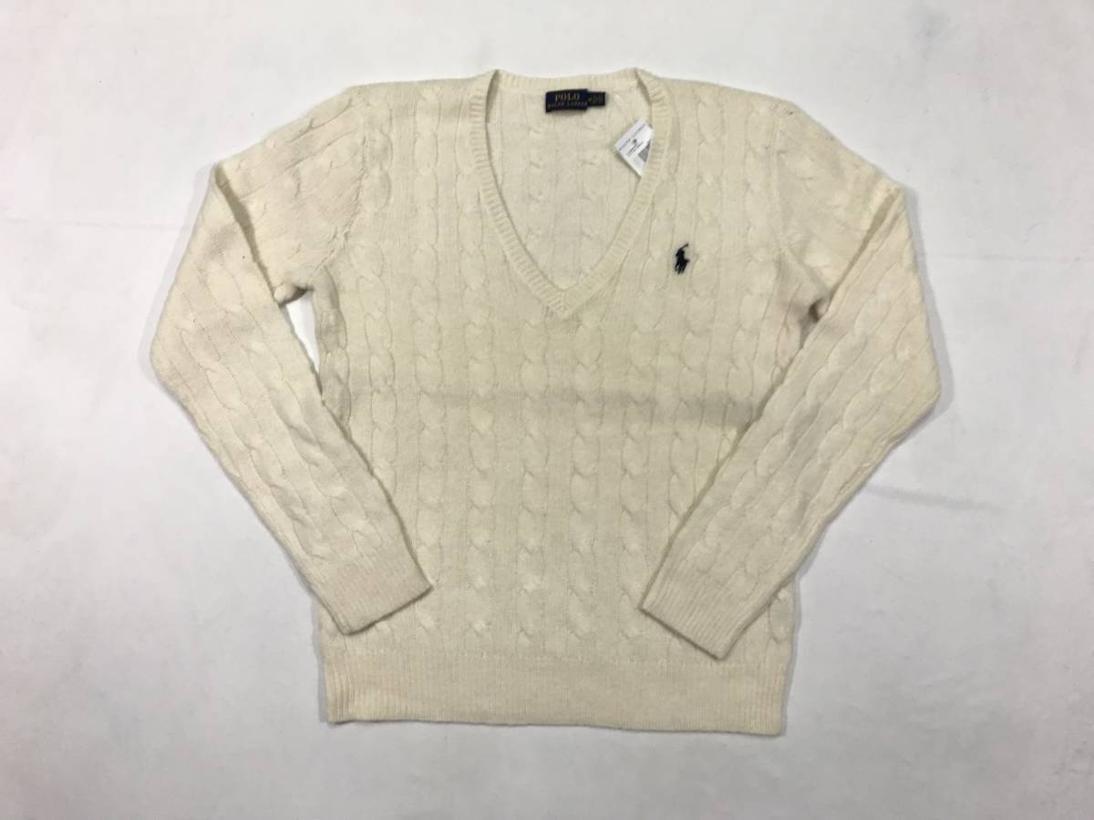 新品 アウトレット レディース 2648 Lサイズ polo ralph lauren ポロ ラルフ ローレン メリノウールVネックセーター