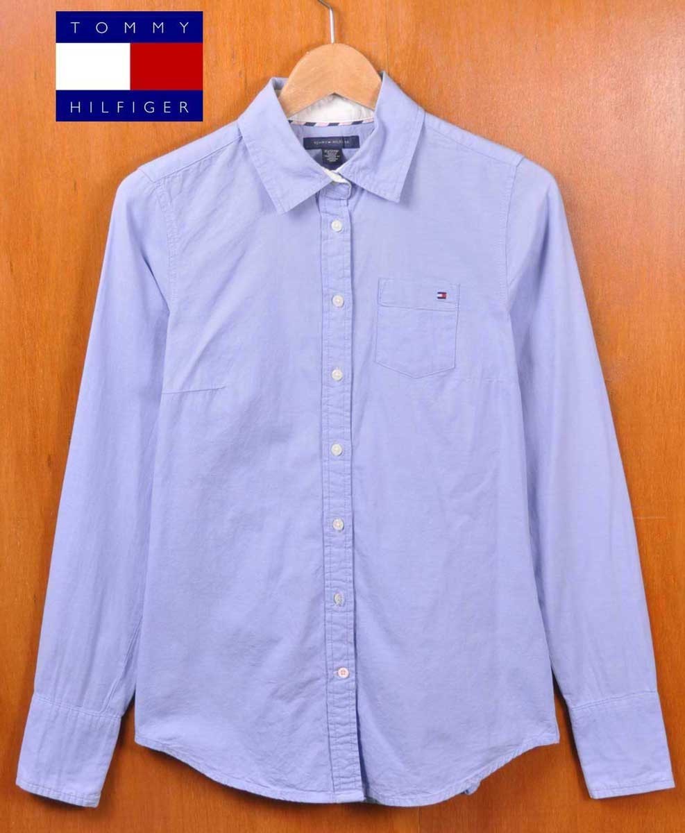 TOMMY HILFIGER Tommy Hilfiger cotton long sleeve shirt sax blue lady's XS(3362